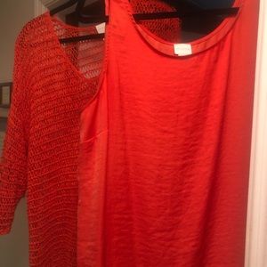 Chico open weave sweater and matching tank. Orange